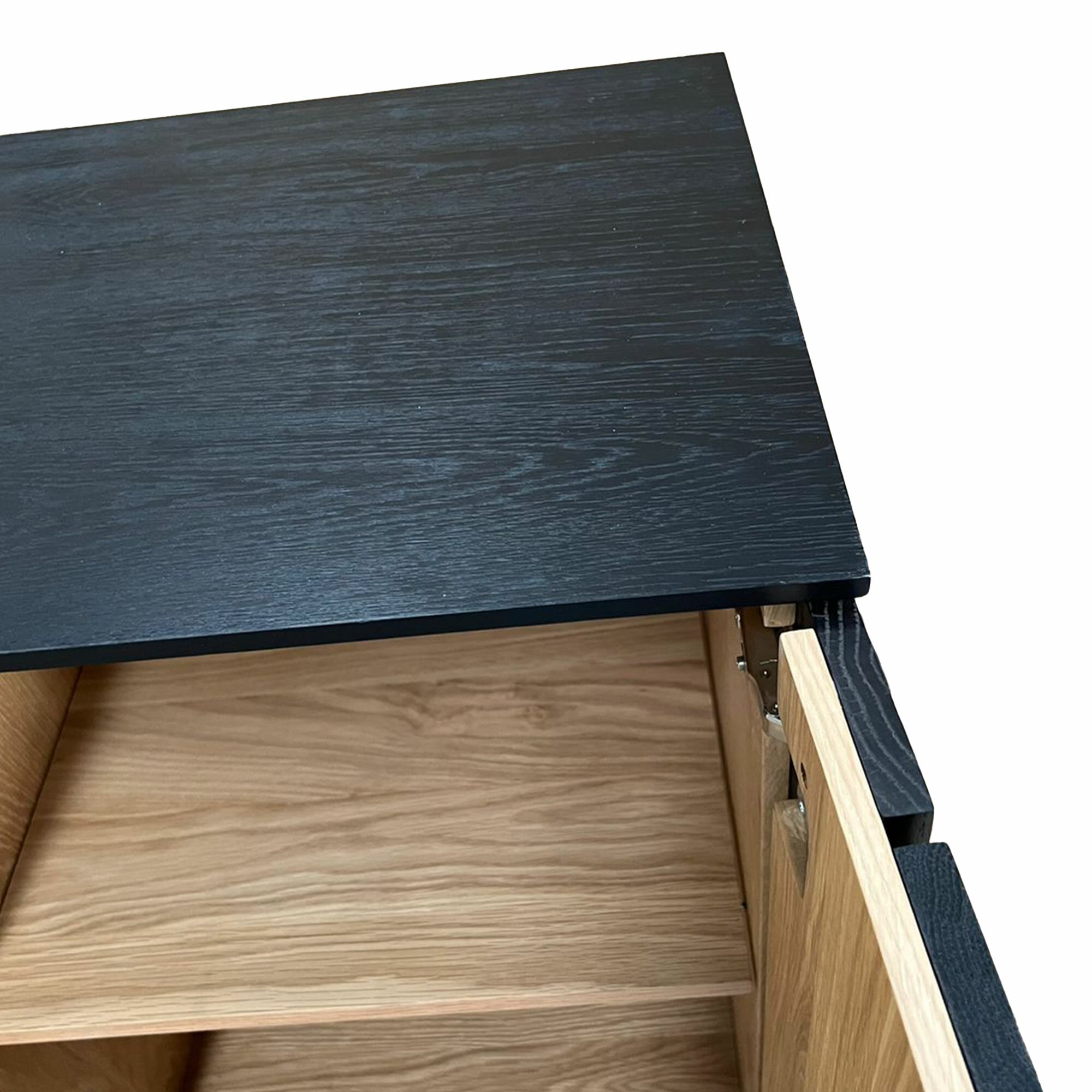 Piha TV Unit - Black Stained Oak Exterior with Natural Oak Interior