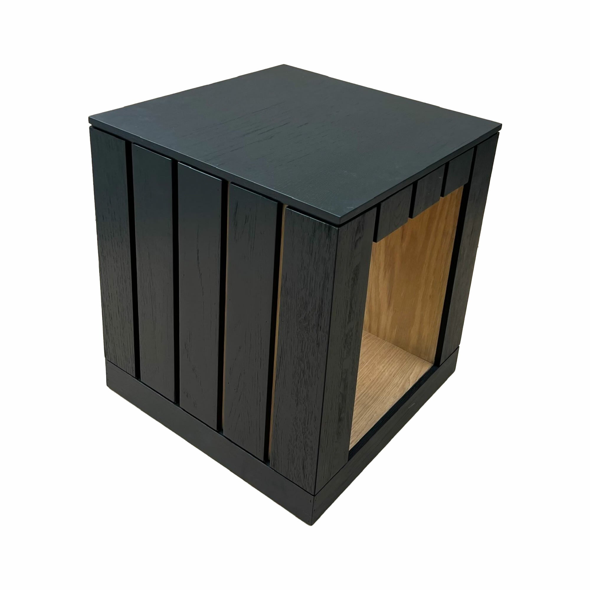 Piha Side Table - Black Stained Oak Exterior with Natural Oak Interior