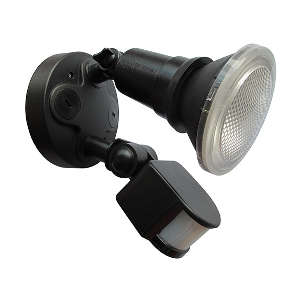 Security Light Single Adjustable ES Black 5000K IP44 incl 10W PAR30 with sensor