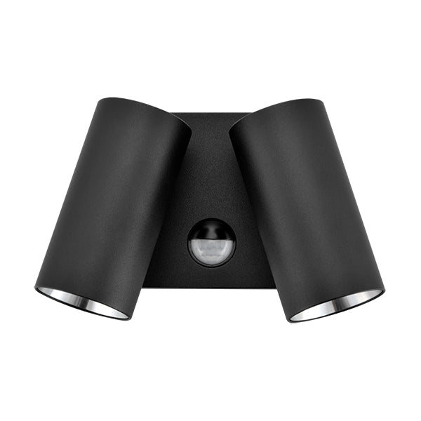 Double Adjustable Pillar Light LED with Sensor - Matte Black