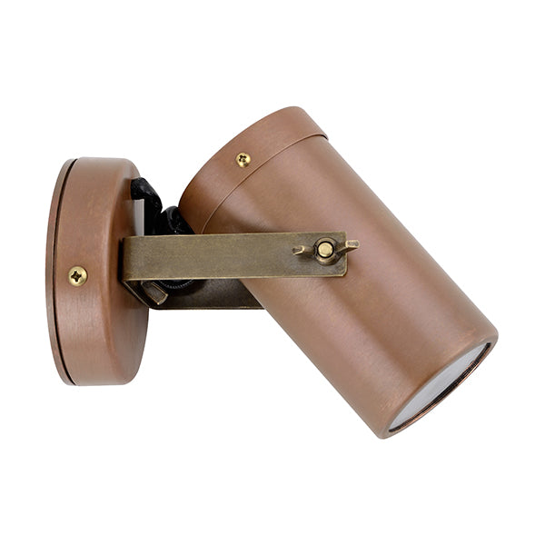 Spot Light Single Adjustable GU10 Aged Copper IP54 Brass Bracket Anti-Glare