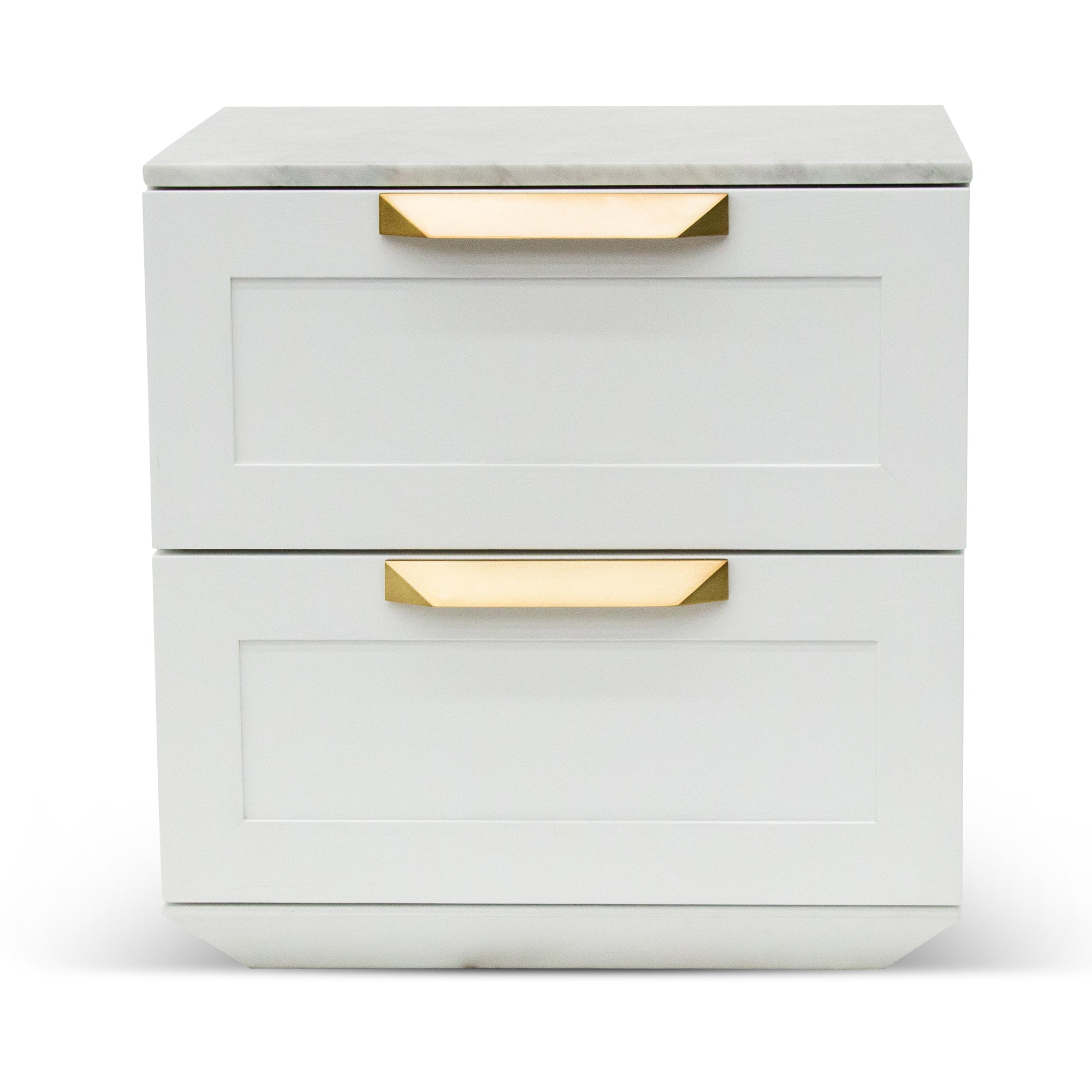 Nelda Bedside Table - White with Marble Top