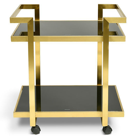 Walter Bar Cart – Tempered Glass – Gold Base