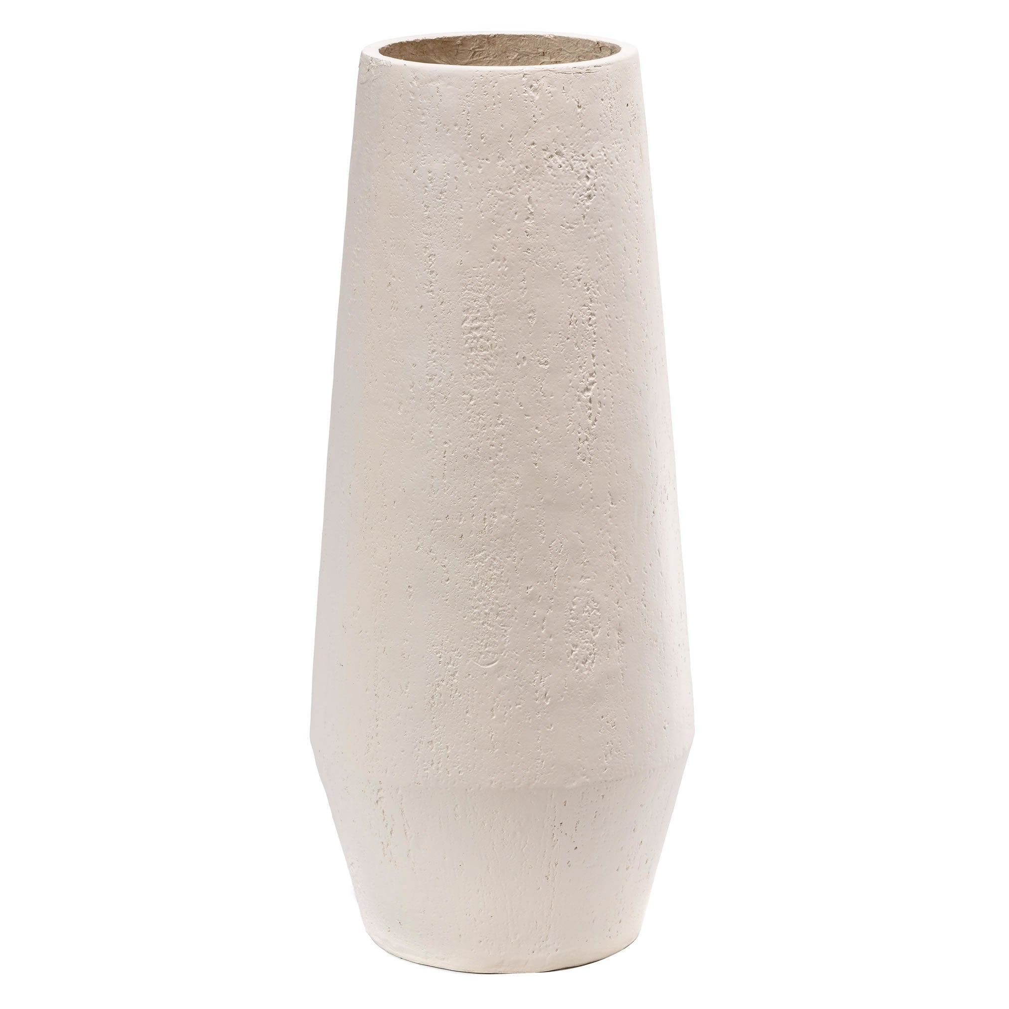 Travertine Effect Medium Vase- White