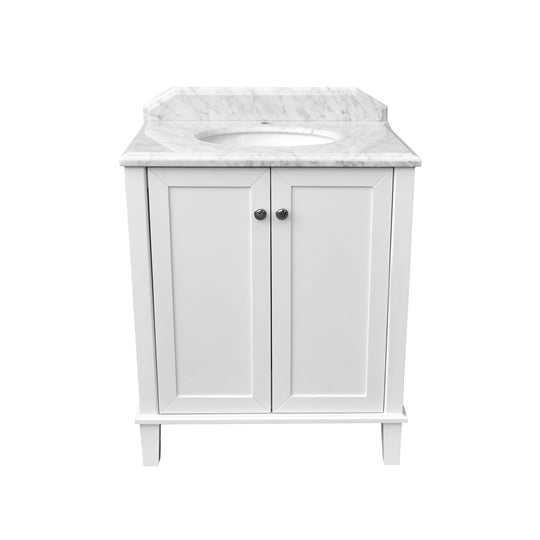 Coventry 75x55 White Vanity with Marble Top & Under Counter Basin - 1TH