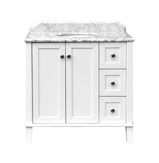 Coventry 90x55 White Vanity with Marble Top & Under Counter Basin - 1TH