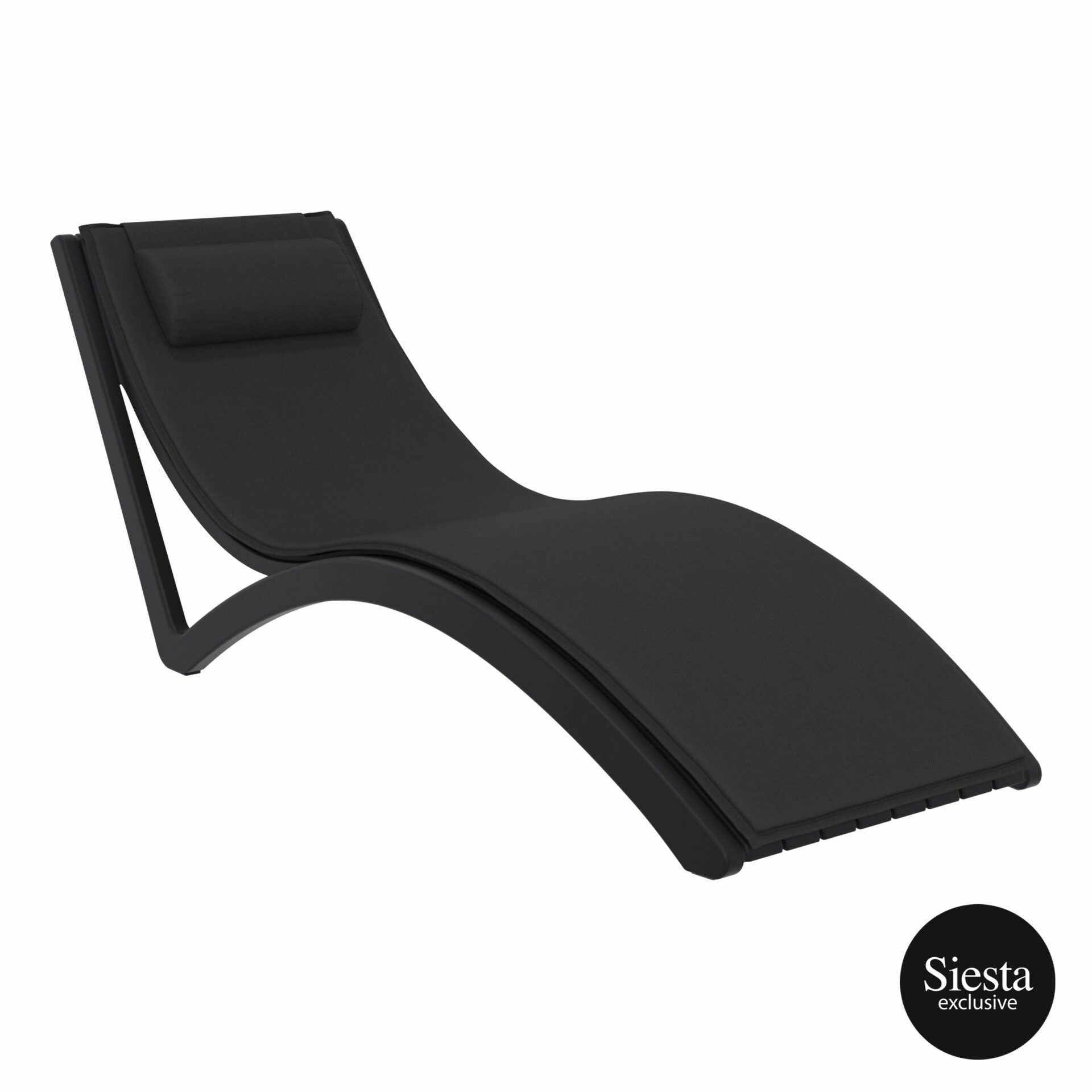 Pool Side 3 Piece Slim Sun Lounger Package with Ocean Side Table - Black with Black Cushion
