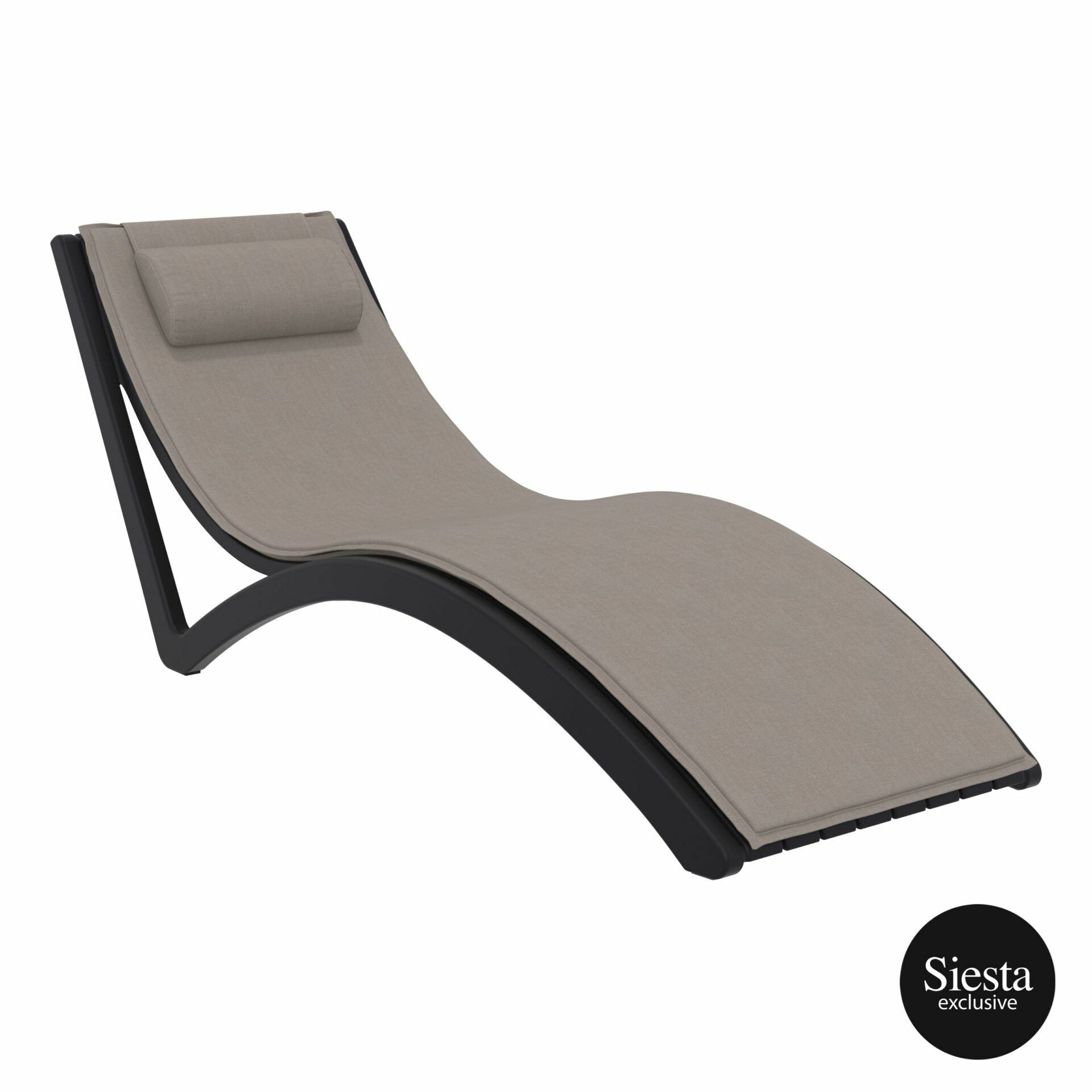 Pool Side 3 Piece Slim Sun Lounger Package with Ocean Side Table - Black with Taupe Cushion