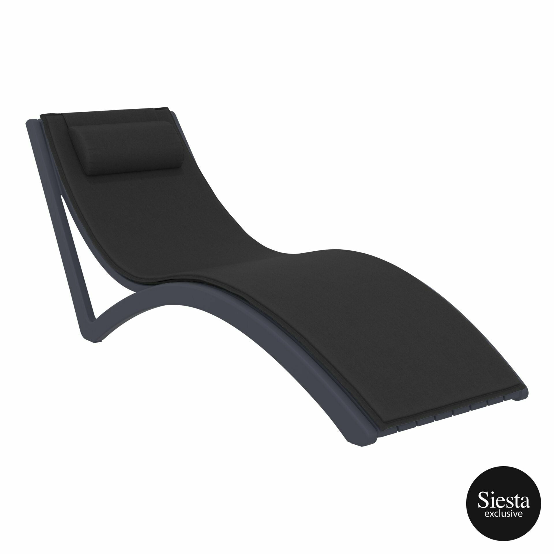 Pool Side 3 Piece Slim Sun Lounger Package with Ocean Side Table - Anthracite with Black Cushion