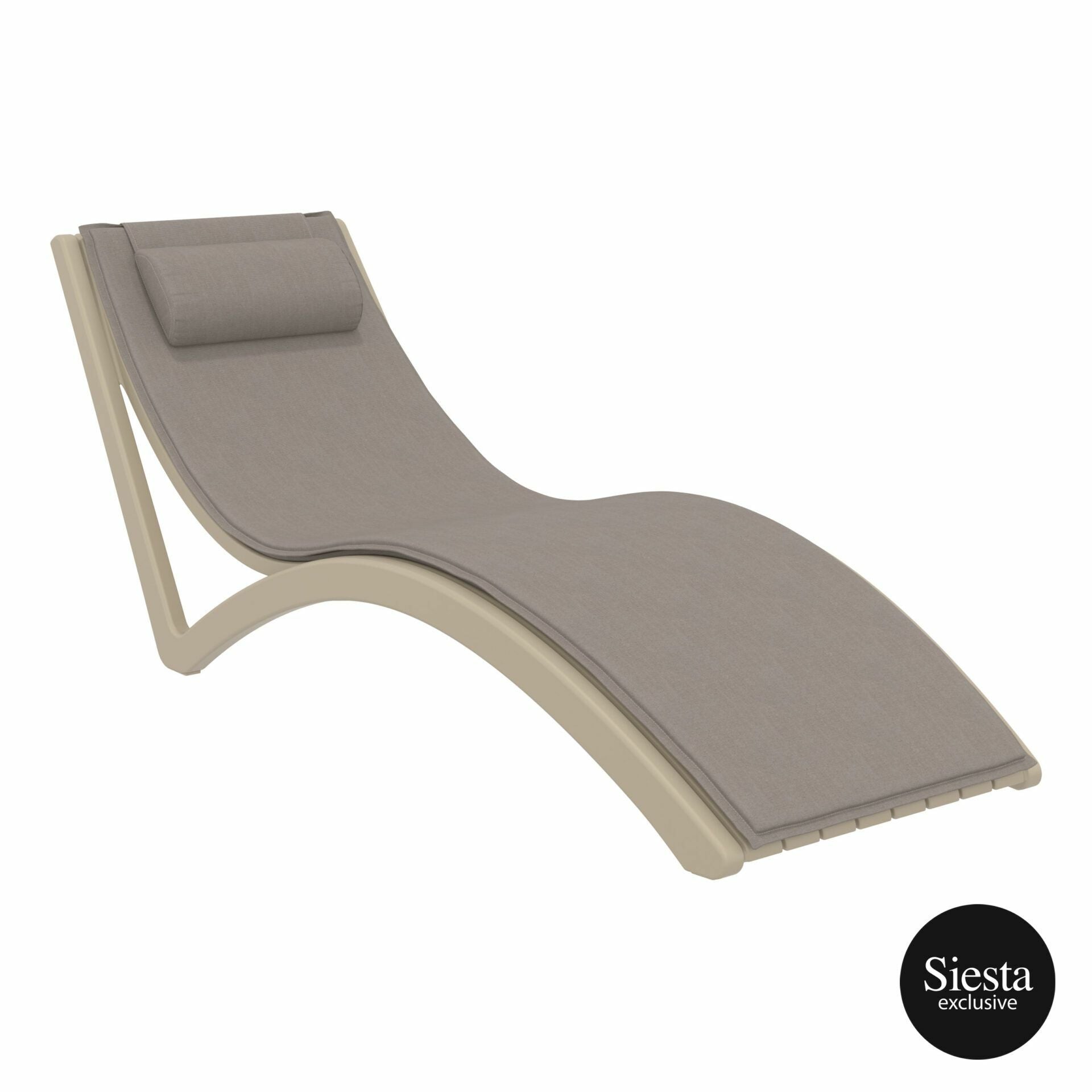 Pool Side 3 Piece Slim Sun Lounger Package with Ocean Side Table - Taupe with Taupe Cushion