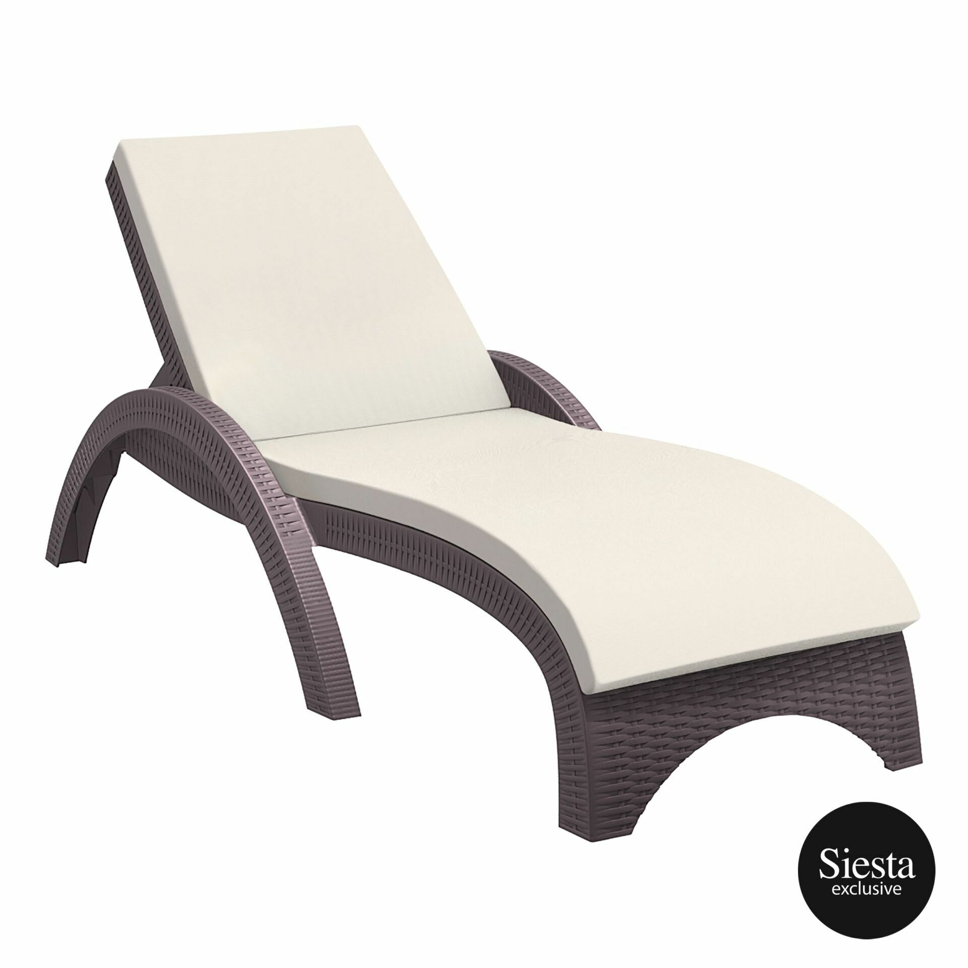 Fiji Sunlounger/Tequila Side Table 3 Pc Package - With Beige Cushion - Chocolate