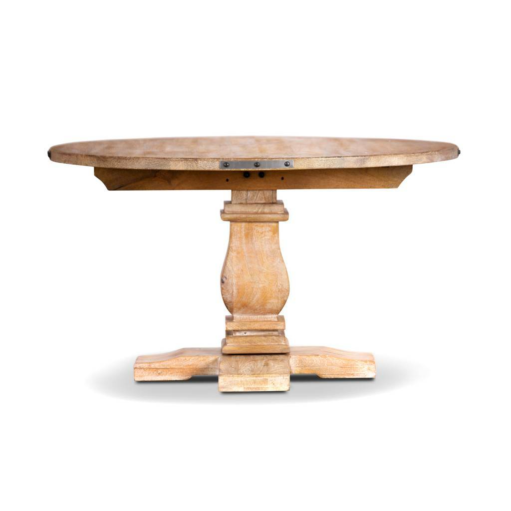 Umbrie 135cm Mango Wood Round Dining Table - Honey Wash