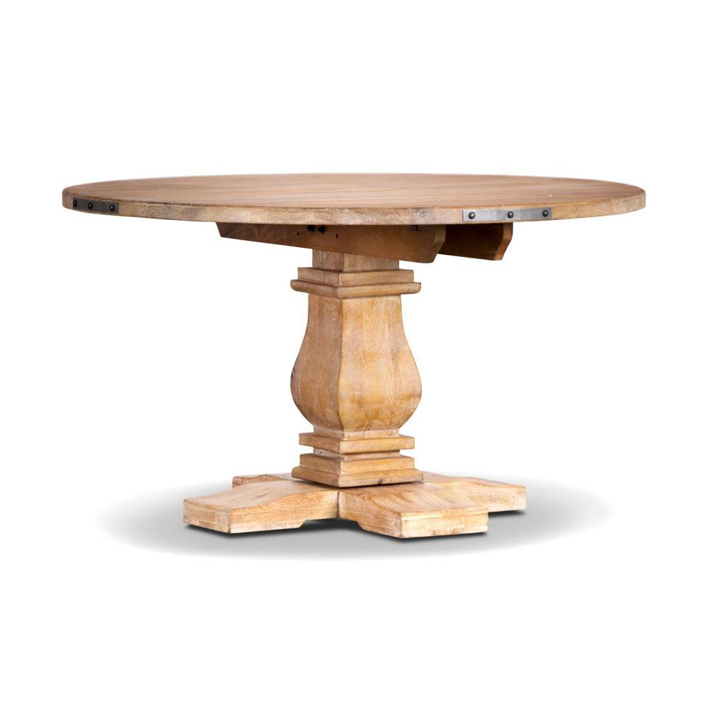 Umbrie 135cm Mango Wood Round Dining Table - Honey Wash