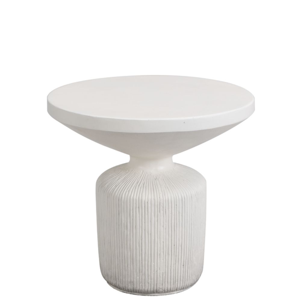Lahaina Faux Concrete Side Table - Coconut Milk